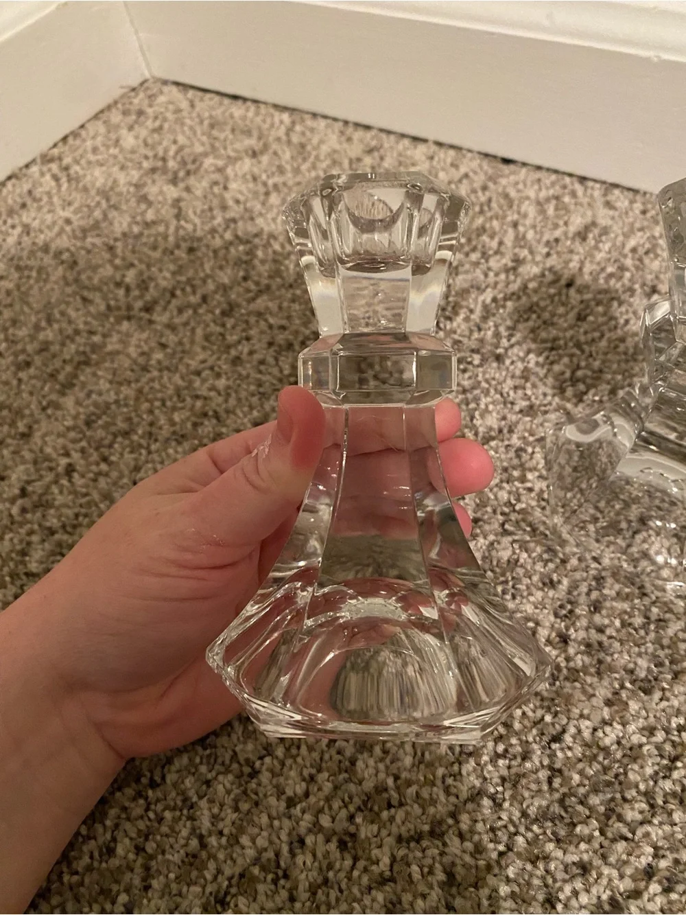 Clear Glass Candlestick Pair 2LB Weight